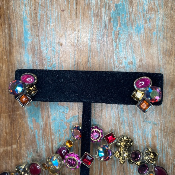 VTG Sorrelli Purple, Orange & Aurora Borealis Crystal Classic Line Necklace - Picture 15 of 16